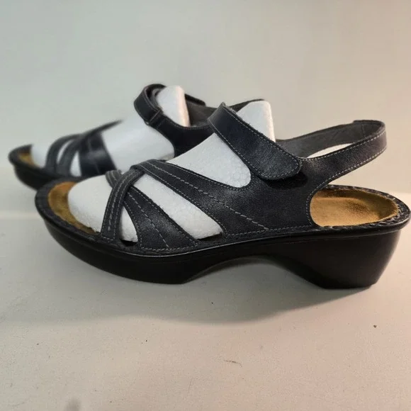 Naot Paris Women's Size EU 39 US Size 8 Deep Blue Wedge Strappy Leather Sandals - Picture 4 of 12